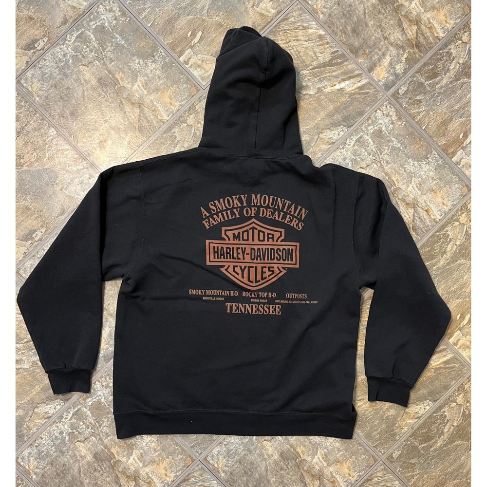 Harley-Davidson Hoodie Mens L Black Smoky Mountain Tennessee Graphic
